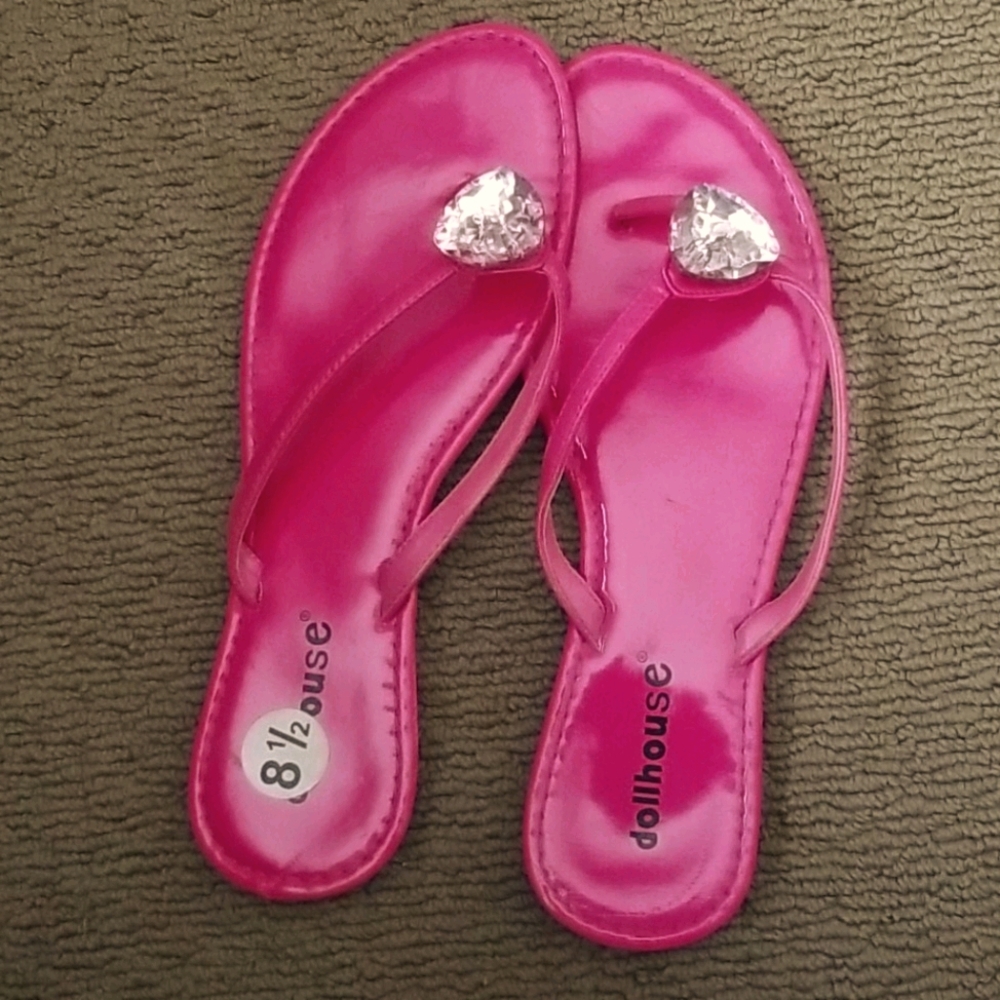 Bright pink 81/2 jeweled sandals
